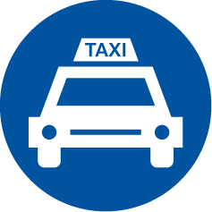 Taxiübersicht im Gebäudeinformationssystem mit QR-Codes zu regionalen Taxiunternehmen.