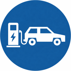 Interaktive Karte im Gebäudeinformationssystem mit Ladesäulen für Elektrofahrzeuge in der Umgebung.
